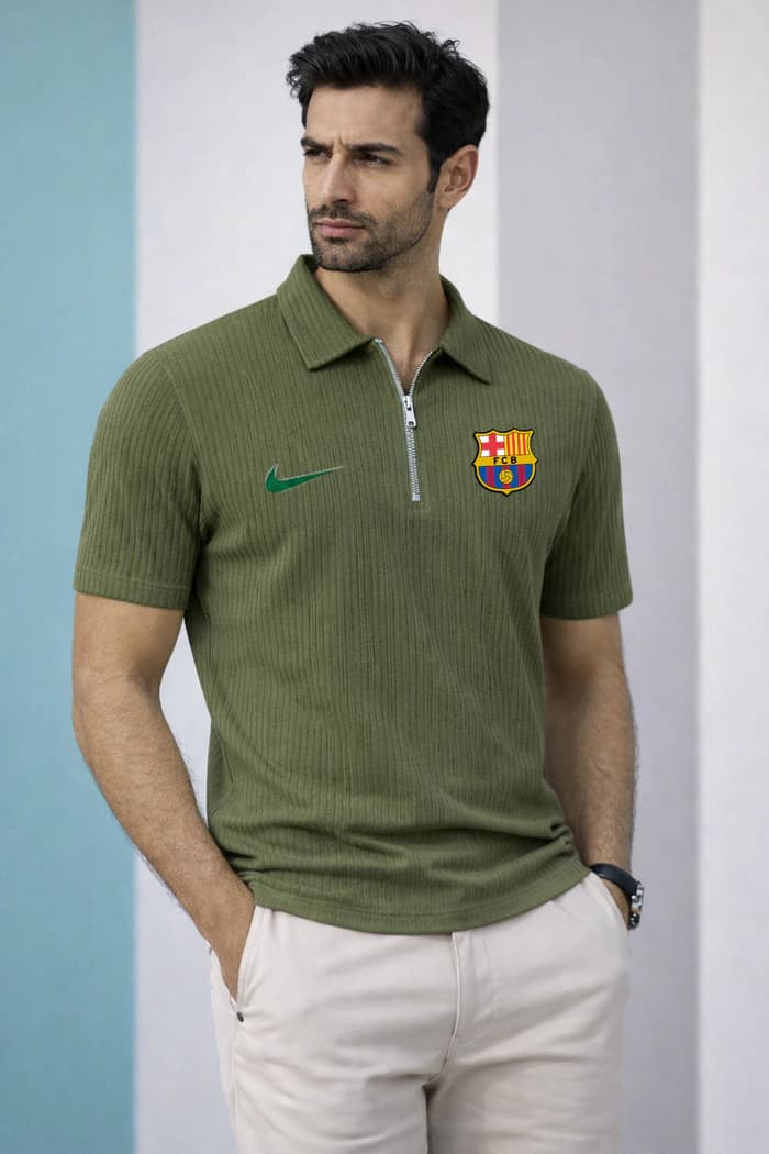 TX139 Barcelona Olive Zipper Polo